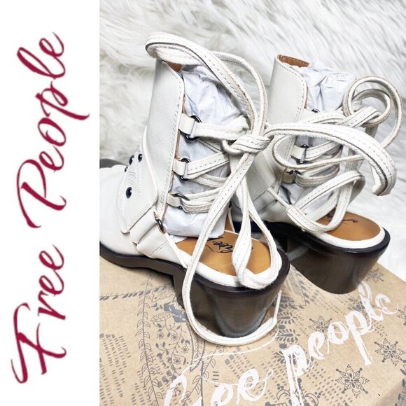 NIB FREE PEOPLE RORY STUDDED COASTAL COWGIRL WESTERN URBAN BOOTIE WHITE, 37.5 - Picture 5 of 14